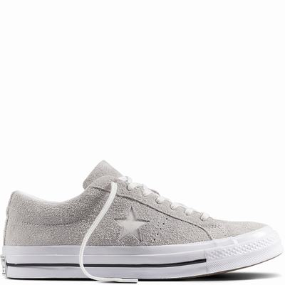 Converse One Star Premium Suede Low Tops Womens - Grey/White/White Shoes (468GBUTH)